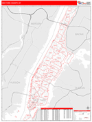 New York County, NY Digital Map Red Line Style